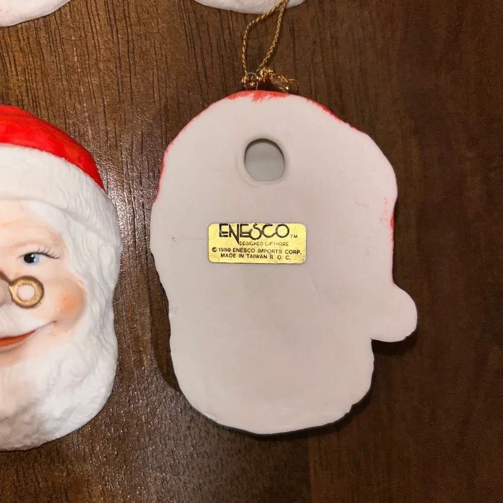 Enesco Santa Claus 1989 Vintage Porcelain Holiday Ornaments Set of 6